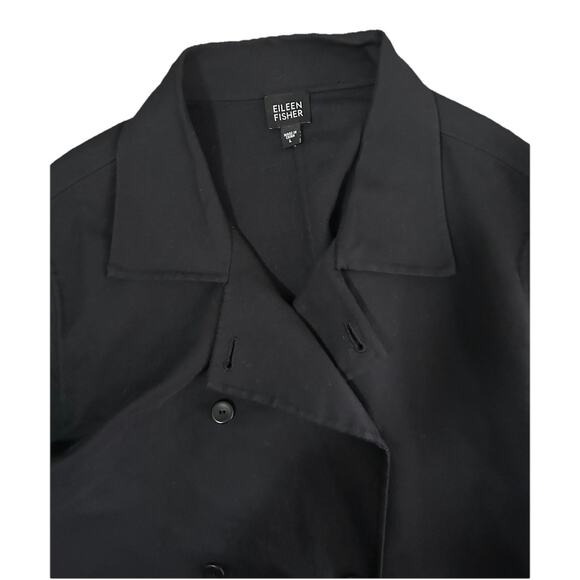 Eileen Fisher Women’s Black Cotton Button Front Blazer Jacket Size L - Picture 5 of 10